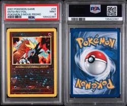 2001 POKEMON GAME MOVIE POKEMON 3 MOVIE PROMO #34 ENTEI-REVERSE FOIL PSA 9 Swirl - Image 1