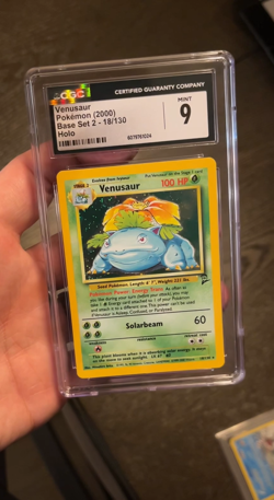 Venusaur CGC 9 Pokemon WOTC 2000 Base Set 2 18/130 Cosmos Holo Swirl Low POP - Image 2