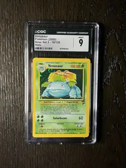Venusaur CGC 9 Pokemon WOTC 2000 Base Set 2 18/130 Cosmos Holo Swirl Low POP - Image 4
