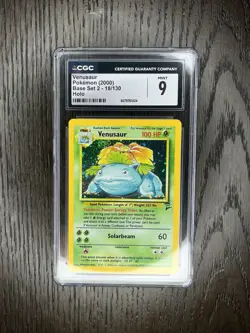 Venusaur CGC 9 Pokemon WOTC 2000 Base Set 2 18/130 Cosmos Holo Swirl Low POP - Image 5
