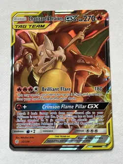 Pokemon TCG Charizard & Braixen GX Holo Ultra Rare Cosmic Eclipse 22/236 - Image 1