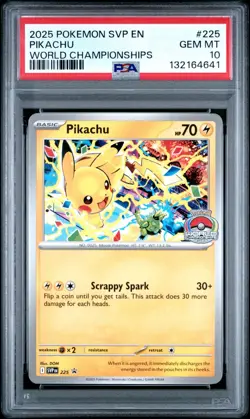 [PSA 10] Pikachu 2025 World Championships Promo #225 Pokemon English - Image 1