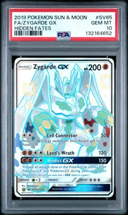 [PSA 10] Zygarde GX Full Art Hidden Fates #SV65 Pokemon Sun & Moon - Image 1