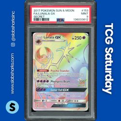 2017 POKEMON SUN & MOON #153/149 LUNALA GX FULL ART SECRET RARE PSA 9 - Image 1