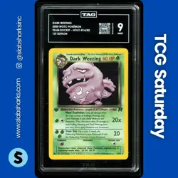 2000 POKEMON TEAM ROCKET 1ST EDITION #14/82 DARK WEEZING HOLO TAG 9 - Image 1