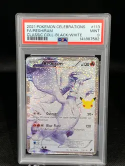 PSA 9 RESHIRAM 113/114 FULL ART CELEBRATIONS CLASSIC COLLECTION POKEMON - Image 1