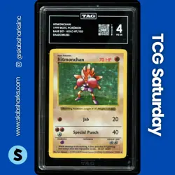 1999 POKEMON SHADOWLESS #7/102 HITMONCHAN HOLO TAG 4 - Image 1