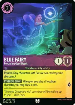 Disney Lorcana Blue Fairy Rewarding Good Deals 36/204 Cold Foil Holo Floodborn - Image 1
