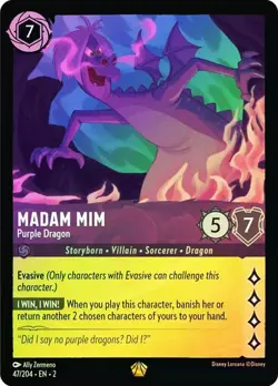 Madam Mim Purple Dragon 47/204 Cold Foil Rise of the Floodborn Disney Lorcana - Image 1