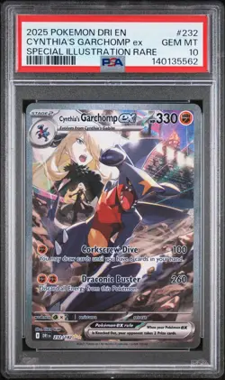 2025 Pokemon Destined Rivals Cynthia's Garchomp EX SIR Illustration #232 PSA 10 - Image 1