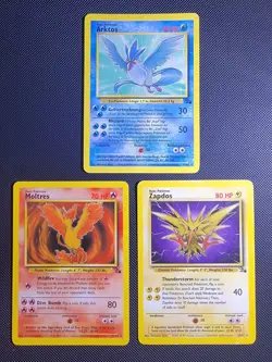 Pokemon WOTC Fossil 1999 Legendary Birds Articuno/Moltres/Zapdos Set of 3 - Image 1