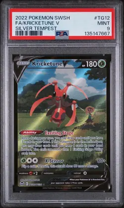2022 POKEMON SWORD & SHIELD SILVER TEMPEST #TG12 FULL ART/KRICKETUNE V PSA 9 - Image 1
