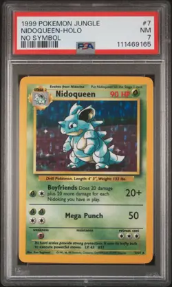 1999 Pokemon Jungle #7 Nidoqueen-Holo No Symbol PSA 7 - Image 1