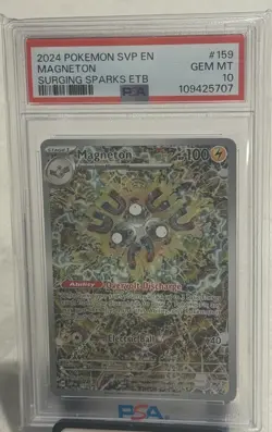 2024 POKEMON SVP SURGING SPARKS ELITE TRAINER BOX PROMO #159 MAGNETON PSA 10 - Image 1