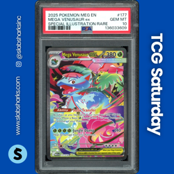 2025 POKEMON MEG EN #177/132 MEGA VENUSAUR EX SPECIAL ILLUSTRATION RARE PSA 10 - Image 1