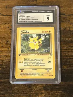 CGC 9 MINT 1st ED. Pikachu #60/64 W Stamp Duelist Promo 1999 Pokemon Jungle Set - Image 1