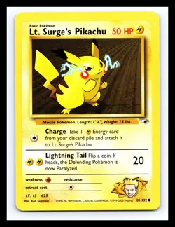 💥 Lt. Surge's Pikachu (Gym Heroes Set Pokemon 2000) Vintage # 81/132 - Image 1