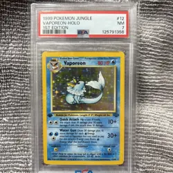 1999 Pokemon Vaporeon Holo Rare 1st Edition Jungle PSA 7 - Image 1