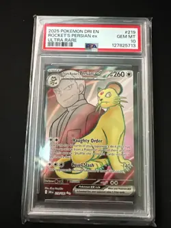2025 POKEMON DRI EN-DESTINED RIVALS ULTRA RARE TEAM ROCKET'S PERSIAN EX PSA 10 - Image 1