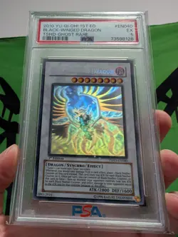 YU-GI-OH PSA 5 BLACK-WINGED DRAGON TSHD-EN040 1st GHOST RARE ENGLISH 2010 - Image 1