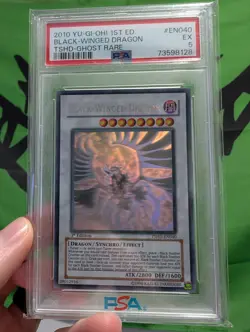YU-GI-OH PSA 5 BLACK-WINGED DRAGON TSHD-EN040 1st GHOST RARE ENGLISH 2010 - Image 2