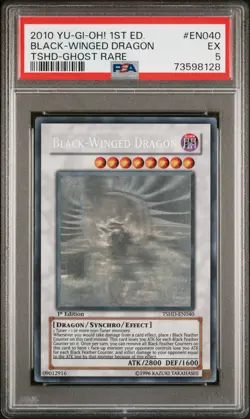 YU-GI-OH PSA 5 BLACK-WINGED DRAGON TSHD-EN040 1st GHOST RARE ENGLISH 2010 - Image 3