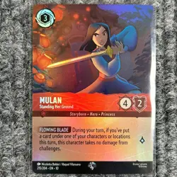 Disney Lorcana Whispers in the Well Mulan Standing Her Ground 215/204 Epic Holo - Image 1