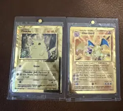 Pokemon Celebrations Gold Metal Charizard & Pikachu Cards 25th Anniversary Base - Image 1