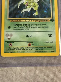 Pokemon Scyther Jungle 10/64 Holo English 1999 TCG WOTC Card - HP - Image 2