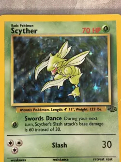 Pokemon Scyther Jungle 10/64 Holo English 1999 TCG WOTC Card - HP - Image 3