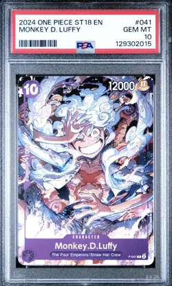 PSA 10 2024 ONE PIECE ST18 EN MONKEY D LUFFY P-041 GEAR 5 PURPLE OP CARD GEM PSA - Image 1