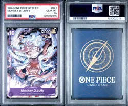 PSA 10 2024 ONE PIECE ST18 EN MONKEY D LUFFY P-041 GEAR 5 PURPLE OP CARD GEM PSA - Image 2