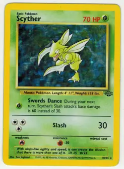 Scyther 10/64- Jungle Unlimited Pokemon Card Holo - Played! - Image 1