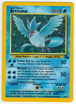 Articuno 2/62 - Fossil Unlimited Pokemon Card Holo Rare - LP/MP - Image 1