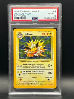 PSA NM-MT 8- Jolteon 4/64 (NO SET SYMBOL) Holo Rare- 1999 Pokemon Jungle - Image 1