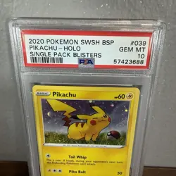 Pokemon Pikachu SWSH039 Single Pack Blisters Black Star Promo PSA 10 - Image 2