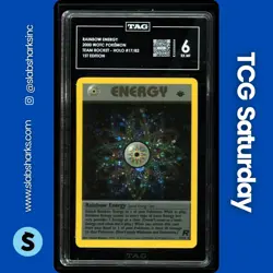 2000 POKEMON TEAM ROCKET 1ST EDITION #17/82 RAINBOW ENERGY HOLO TAG 6 - Image 1