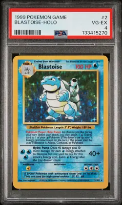 1999 POKEMON BASE SET UNLIMITED #2 BLASTOISE-HOLO PSA 4 - Image 1