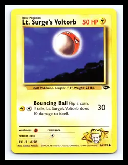💥 Lt. Surge's Voltorb (Gym Challenge Set Pokemon 2000) Vintage # 86/132 - Image 1