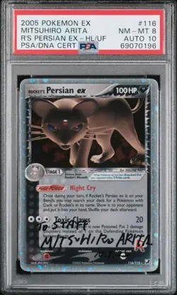 Pokemon Unseen Forces Rockets Persian Ex 116/115 Psa 8 Mitsuhiro Arita Auto 10 - Image 1