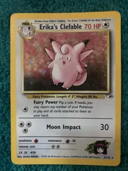 Pokemon Erika’s Clefable Gym Heroes Holo 3/132 MP (Corner Wear) - Image 1