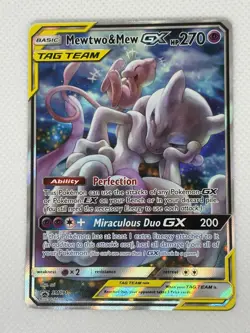 Mewtwo & Mew GX Pokemon SM191 Alternate Full Art Holo Promo. TOP TAG TEAM WOW! - Image 1