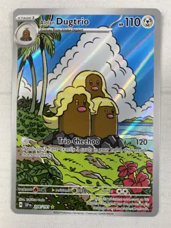 Alolan Dugtrio IR 208/191 Illustration Rare SV08: Surging Sparks Holo Pokemon NM - Image 1