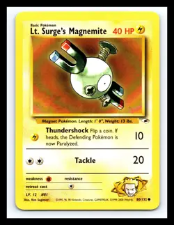 💥 Lt. Surge's Magnemite (Gym Heroes Set Pokemon 2000) Vintage # 80/132 - Image 1