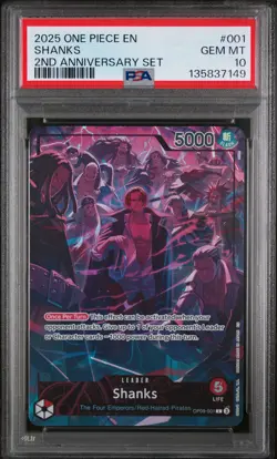 Shanks 001 One Piece English Version 2nd Anniversary Set One Piece PSA 10 - Image 1