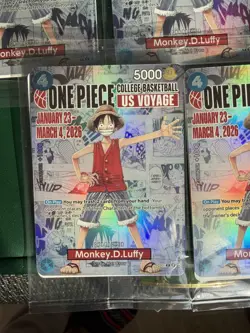 2 Bandai One Piece CCG Monkey.D.Luffy US Voyage Promo Card P-055- J Strike- 5000 - Image 1
