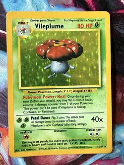 Vileplume Holo Jungle 15/64 Pokemon Card WOTC Rare Vintage 1999 LP - Image 1