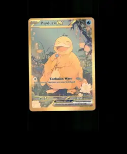 FAN-ART READ DESCRIPTION BELOW Glossy HOLO Psyduck Card Psyduck Pokemon Card p1 - Image 1