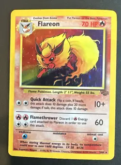 Flareon 3/64 Holo Rare Jungle Pokemon Card - Image 1