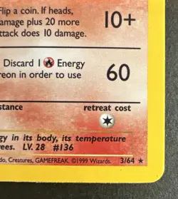 Flareon 3/64 Holo Rare Jungle Pokemon Card - Image 4